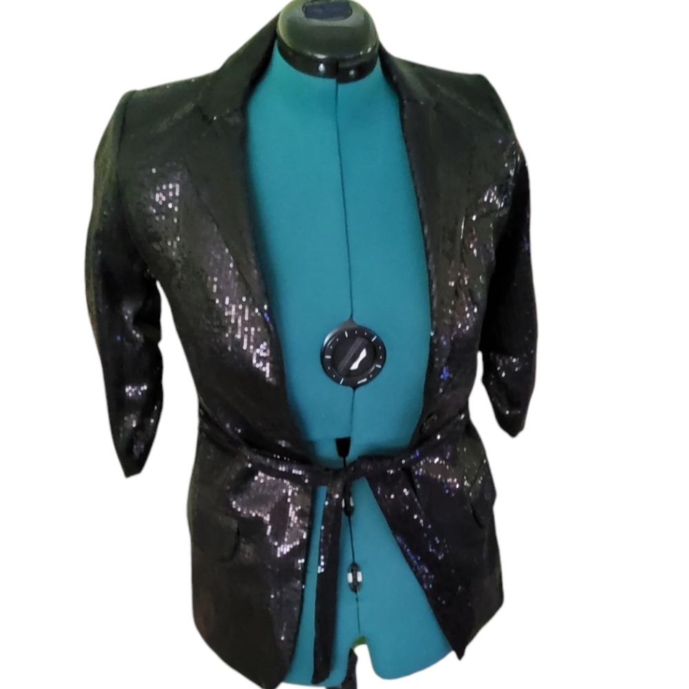Black Sequence Blazer Size Small - image 1